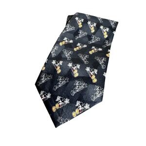 Disney Mickey &‎ Co Mens Black Necktie Fun Character Print